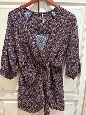 Free People Black minidress with Peach Floral Print